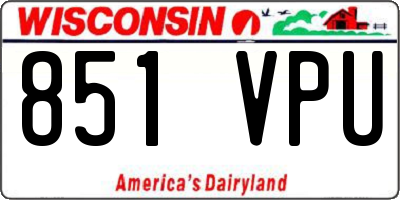 WI license plate 851VPU