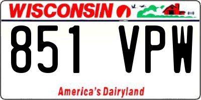 WI license plate 851VPW