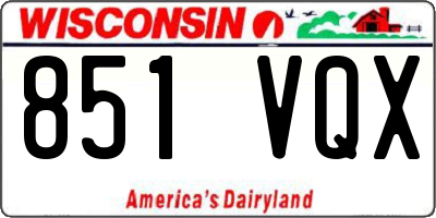WI license plate 851VQX