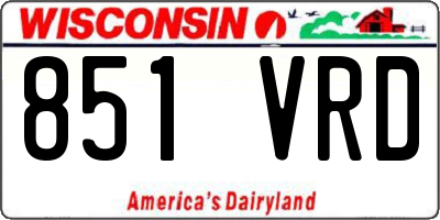 WI license plate 851VRD