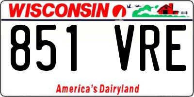 WI license plate 851VRE