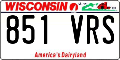 WI license plate 851VRS