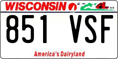 WI license plate 851VSF