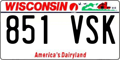 WI license plate 851VSK