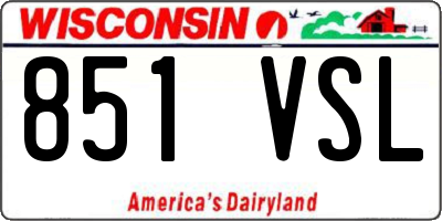 WI license plate 851VSL