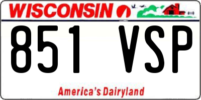 WI license plate 851VSP