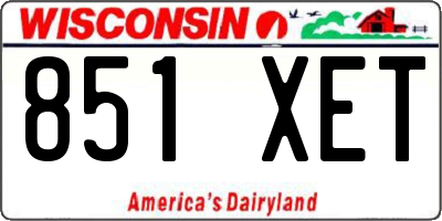 WI license plate 851XET