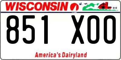 WI license plate 851XOO