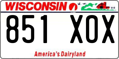 WI license plate 851XOX