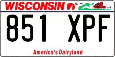 WI license plate 851XPF