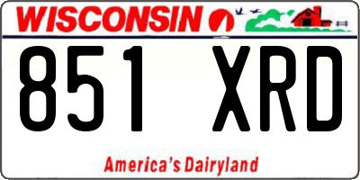 WI license plate 851XRD