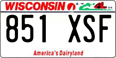 WI license plate 851XSF