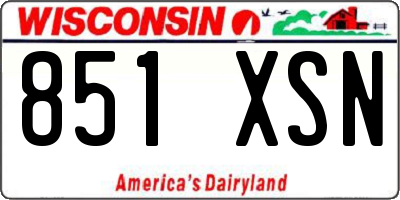 WI license plate 851XSN