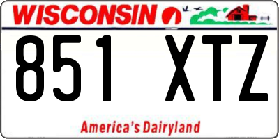 WI license plate 851XTZ