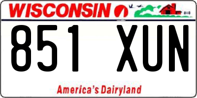 WI license plate 851XUN