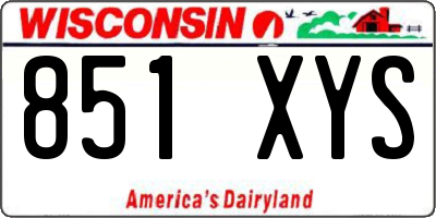 WI license plate 851XYS