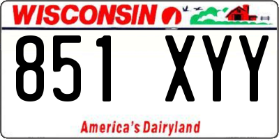 WI license plate 851XYY