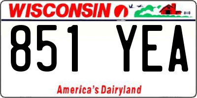 WI license plate 851YEA