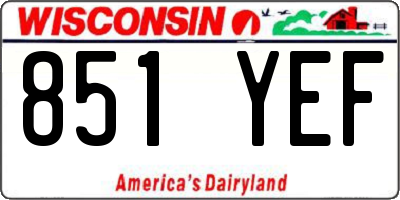 WI license plate 851YEF