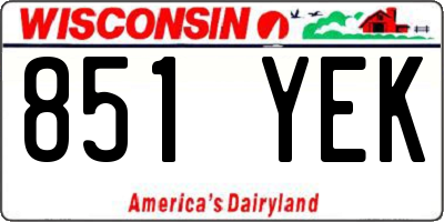 WI license plate 851YEK