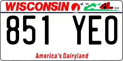 WI license plate 851YEO