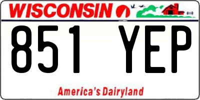 WI license plate 851YEP
