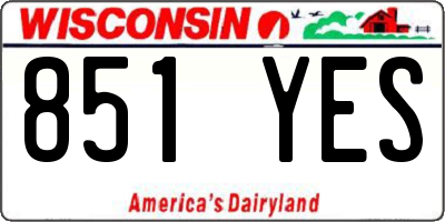 WI license plate 851YES