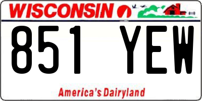 WI license plate 851YEW