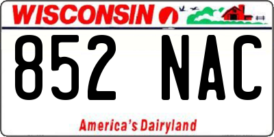 WI license plate 852NAC