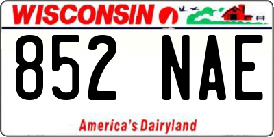WI license plate 852NAE
