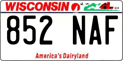 WI license plate 852NAF