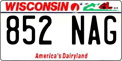 WI license plate 852NAG