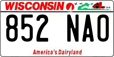 WI license plate 852NAO