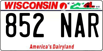 WI license plate 852NAR