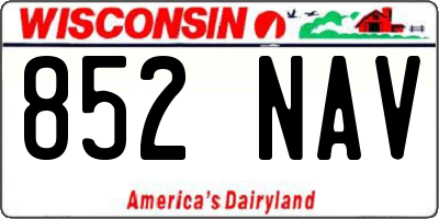 WI license plate 852NAV