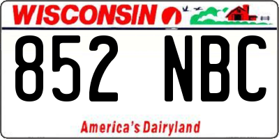 WI license plate 852NBC