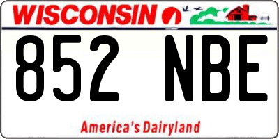 WI license plate 852NBE