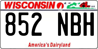 WI license plate 852NBH