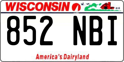 WI license plate 852NBI