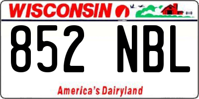 WI license plate 852NBL