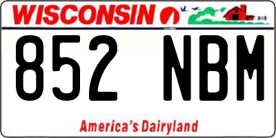 WI license plate 852NBM