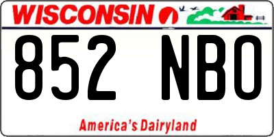 WI license plate 852NBO