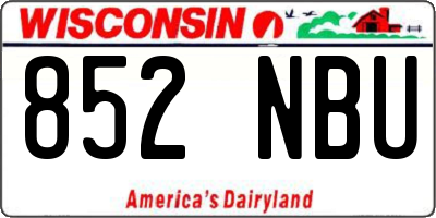 WI license plate 852NBU