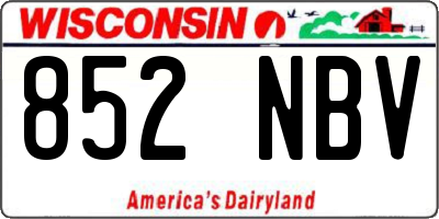 WI license plate 852NBV