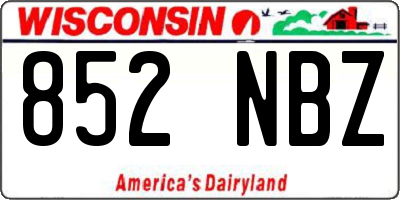 WI license plate 852NBZ