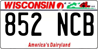 WI license plate 852NCB