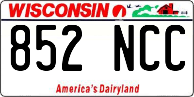 WI license plate 852NCC
