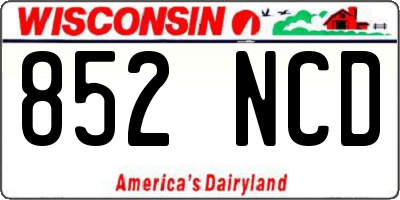 WI license plate 852NCD