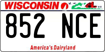 WI license plate 852NCE