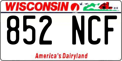 WI license plate 852NCF